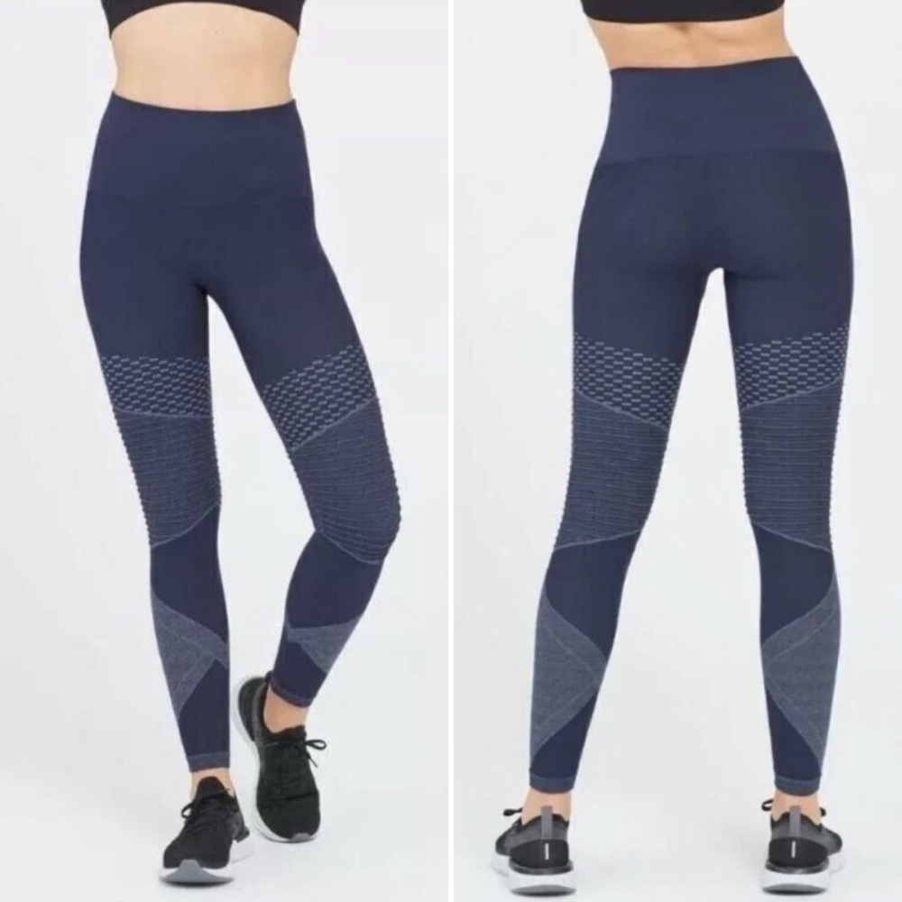 SPANX Seamless Moto Legging in Indigo Sky High Rise Compression Pant Size L NWT